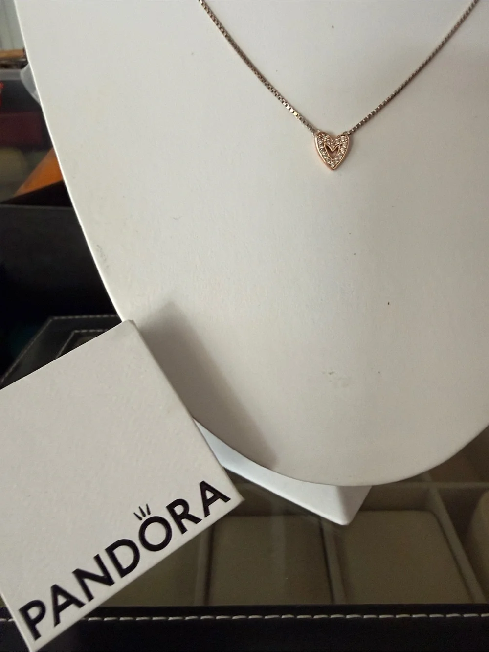 Pandora Rose Gold Heart Pavé Pendant Necklace - Rose Gold